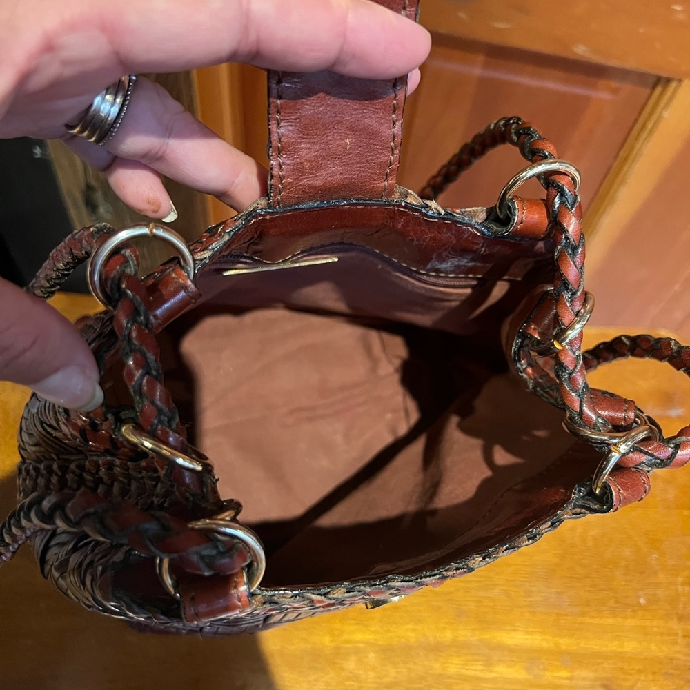 Valerie Stevens Rich Brown leather Woven Shoulder Bag - Picture 7 of 16